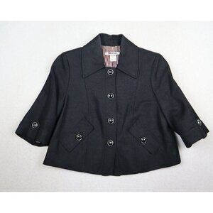 NYGARD COLLECTION WOMEN'S BLACK LINEN BLEND CROPPED SHORT SLEEVE JAKET - SIZE 2P